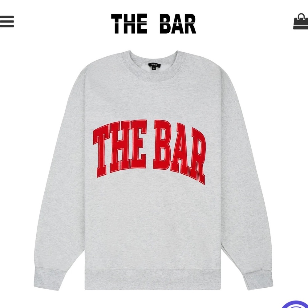 The Bar Varsity Sweatshirt Grey Big Apple Red M